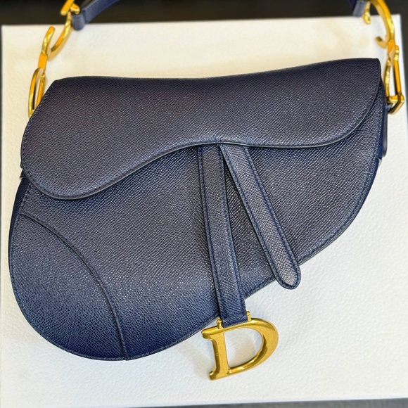 Christian Dior Saddle Bag Deep Ocean Blue Grained Calfskin - Picture 1 of 13
